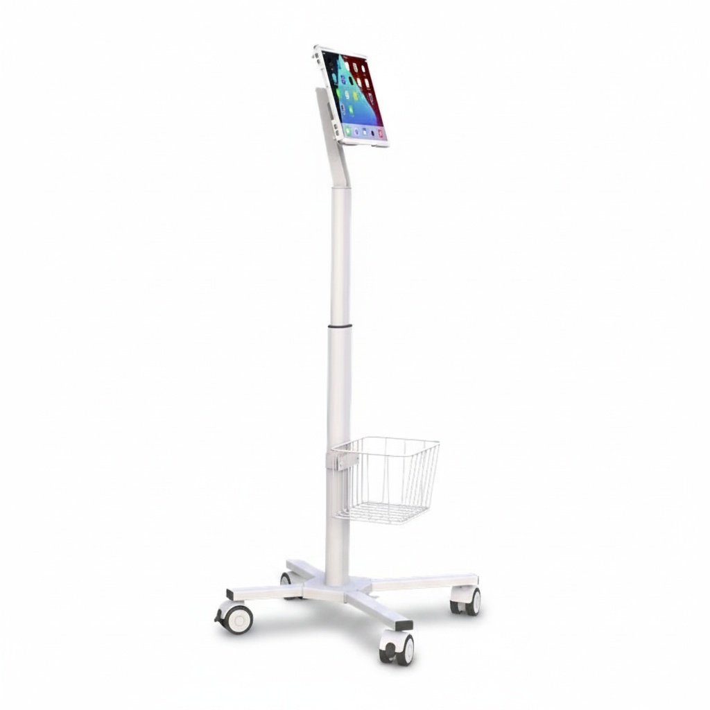 Tablet Stand Adjustable - Troli Workstation Medis, Dudukan Tablet PC
